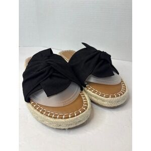 Torrid Black Espadrille Wide Slides Bow Detail Womens Size 12WW Comfort Footwear